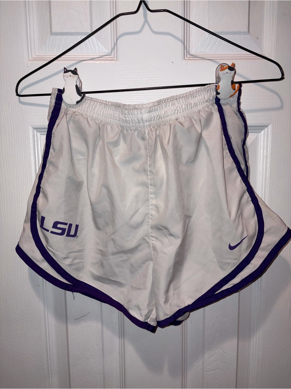 Nike Women's White and Purple LSU Athletic Shorts